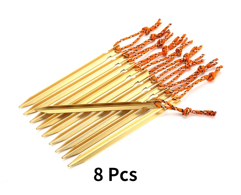 Mounthiker 8pcs Aluminum Alloy Tent Pegs Nail with Rope Camping Hiking Equipment Outdoor Traveling Tent Accessories 18CM