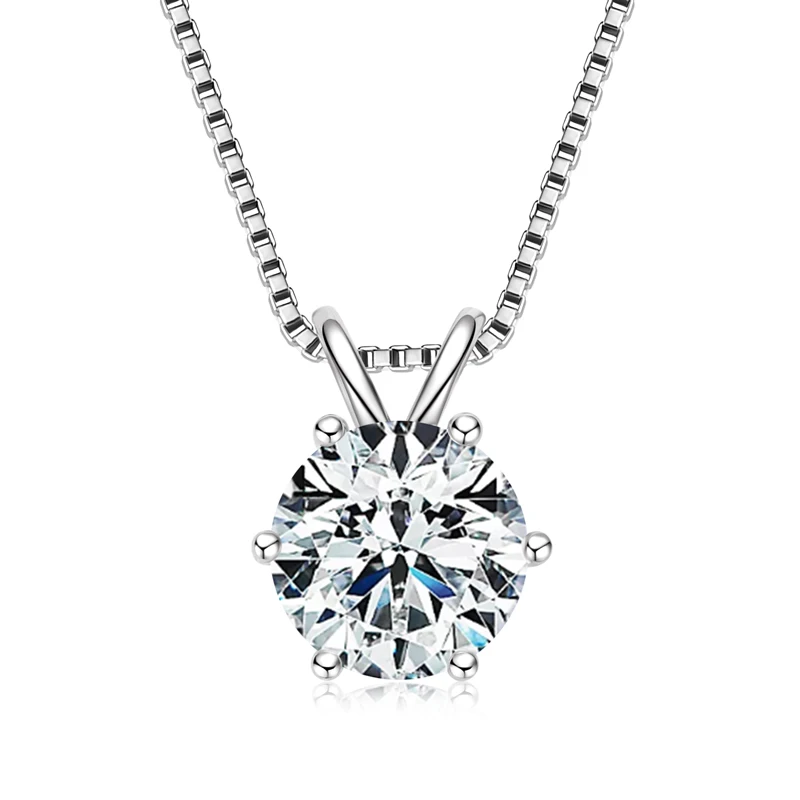 Lnngy 0.5ct-5ct Moissanite Pendant Necklace With Certificate For Women Original Real 925 Silver Chain Solitaire Drop Necklaces