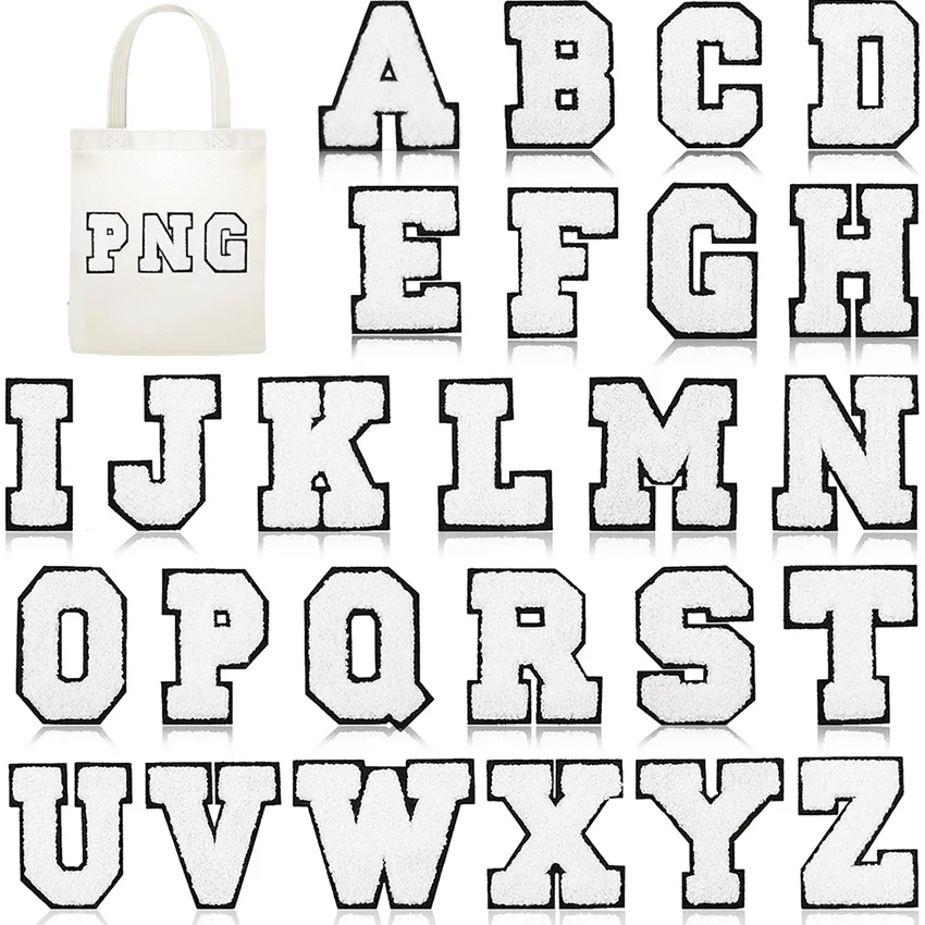 Carnival White Letters Embroidered Iron On Patch Applique Diy Name Badge Alphabet Patches For Clothing Bag Accessories