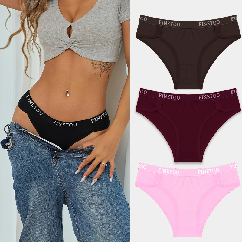 3PCS/Set Women Cotton Sexy Panties Soft Stylish Low Waist Female Cotton G-String Underwear Bikini Fashion Intimates Lingerie