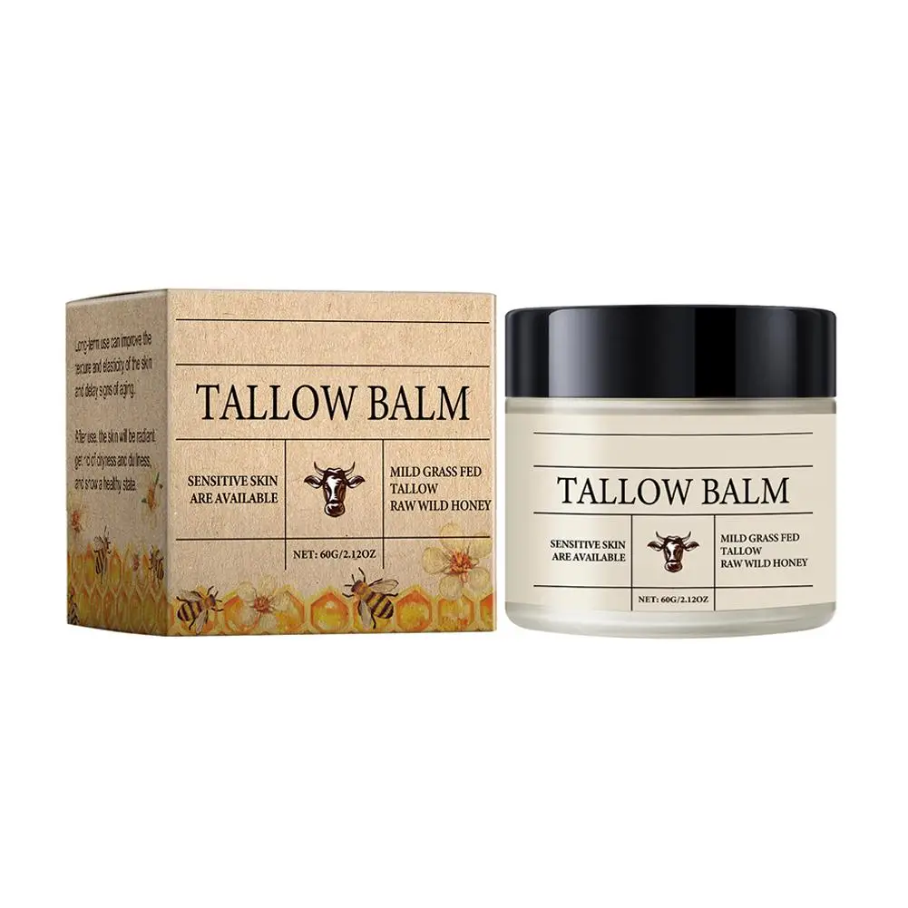 60g Whipped Beef Tallow And Honey Balm Moisturizing Beef Tallow Face Cream Body Lotion Grass Fed Grass Finished Face Cream Care