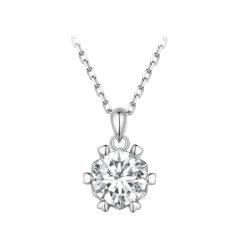BAMOER 1 Carat Moissanite Pendant Necklace For Women High Quality 925 Sterling Silver Wedding Party Bridal Fine Jewelry 3 Colors