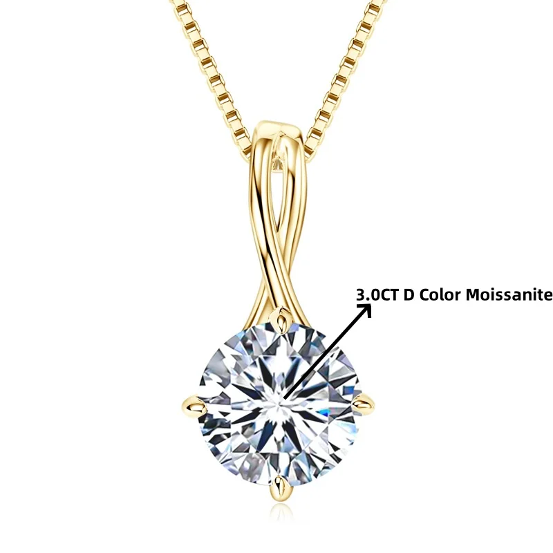IOGOU 6.5mm/8mm/9mm Solitaire D Moissanite Diamond Infinity Pendant Necklace Real Silver 925 Jewelry for Women Engagement Gift