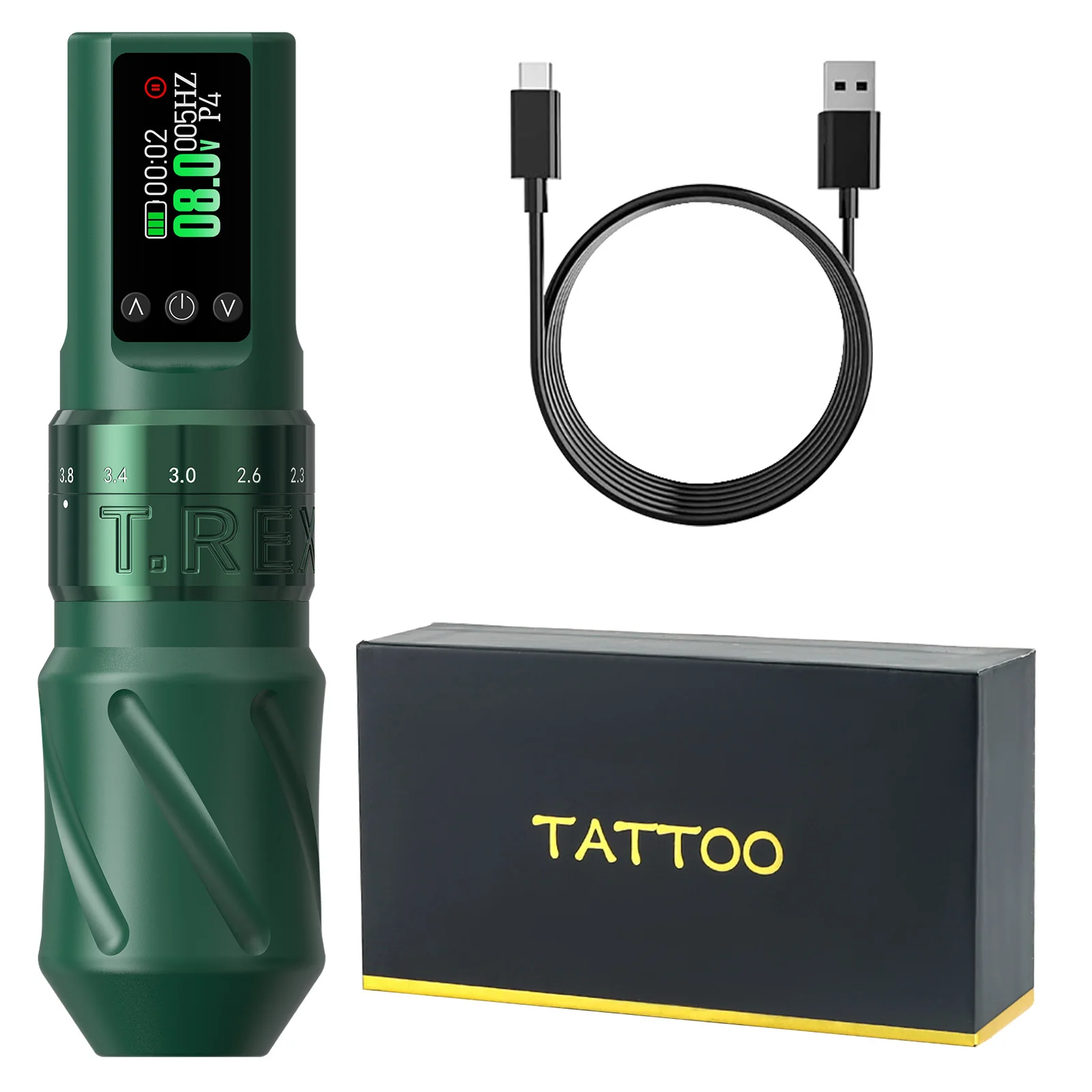 Tattoo Kit T-Rex Wireless Tattoo Pen Kit Rotary Tattoo Pen Adjustable 7 Stroke Lengths 1600mA Tattoo Power Supply Tattoo Gun Kit