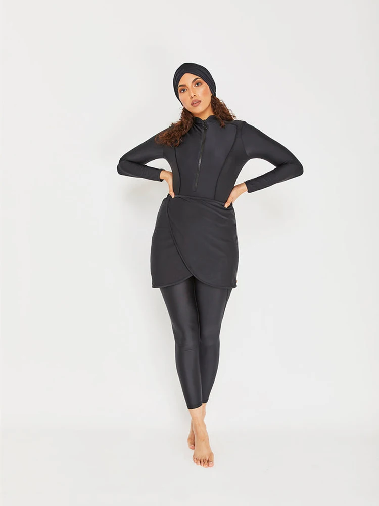 3PCS/Set Women Burkinis Muslim Swimwear 2024 Modest Swimsuit Long Sleeve Islamic Pre-design Swimming Bathing Top Pant Hijab
