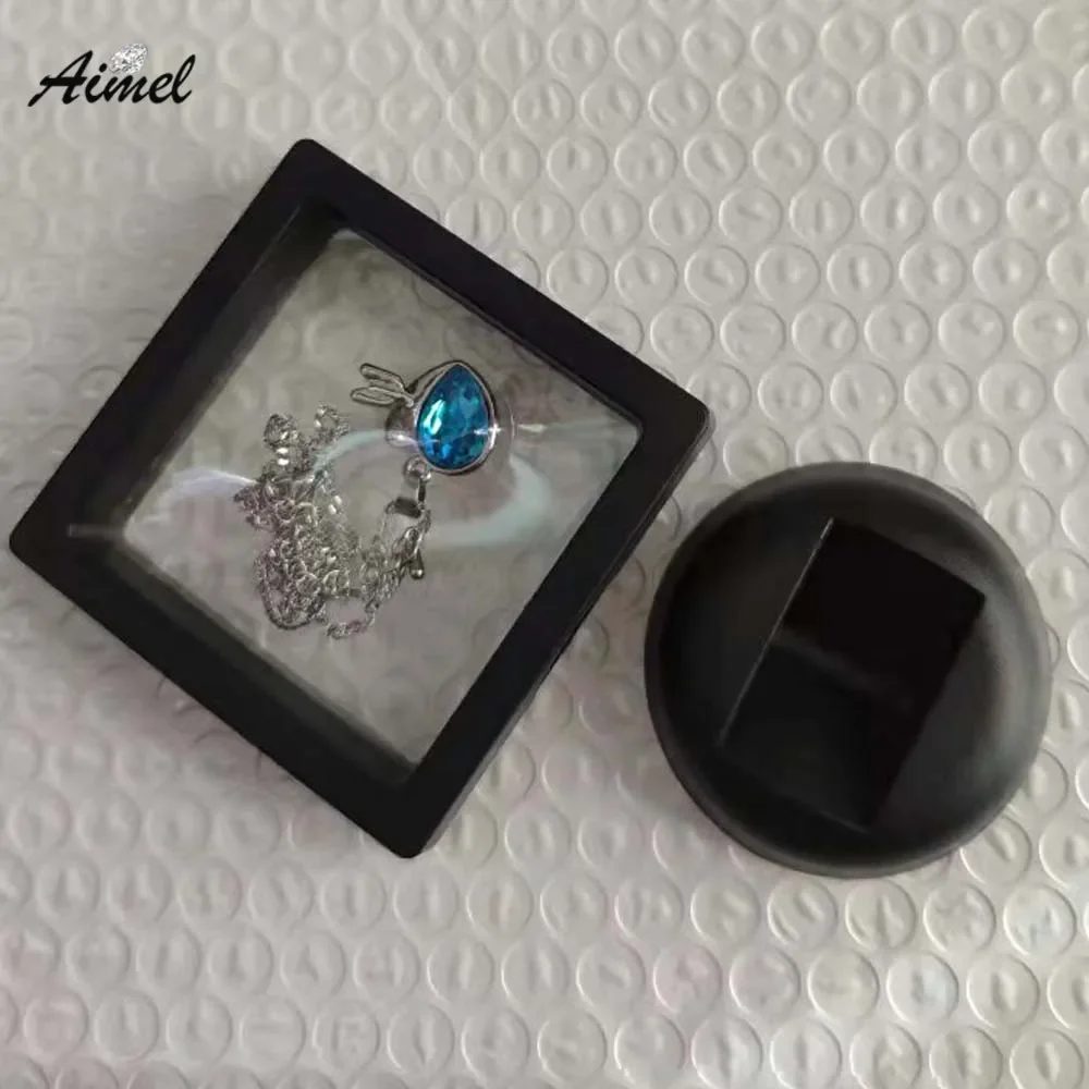 PE Floating  Beads Jewelry Storage Box Square Diamond Gem Organizer Ring Coin Badge Display Showcase Necklace Stand