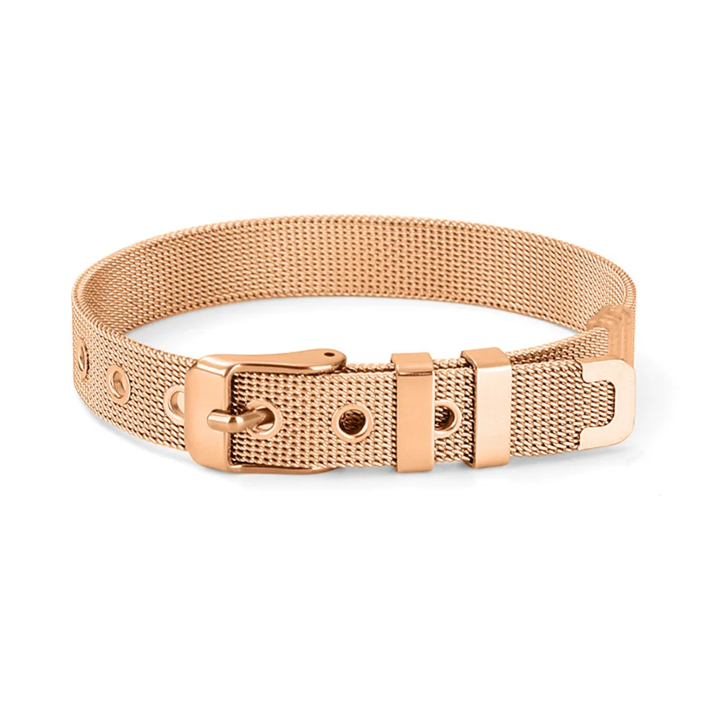 MKENDN Simple Style 10mm Mens Stainless Steel Mesh Milanese Belt Watch Band Charm Bracelet Adjustable Buckle Clasp