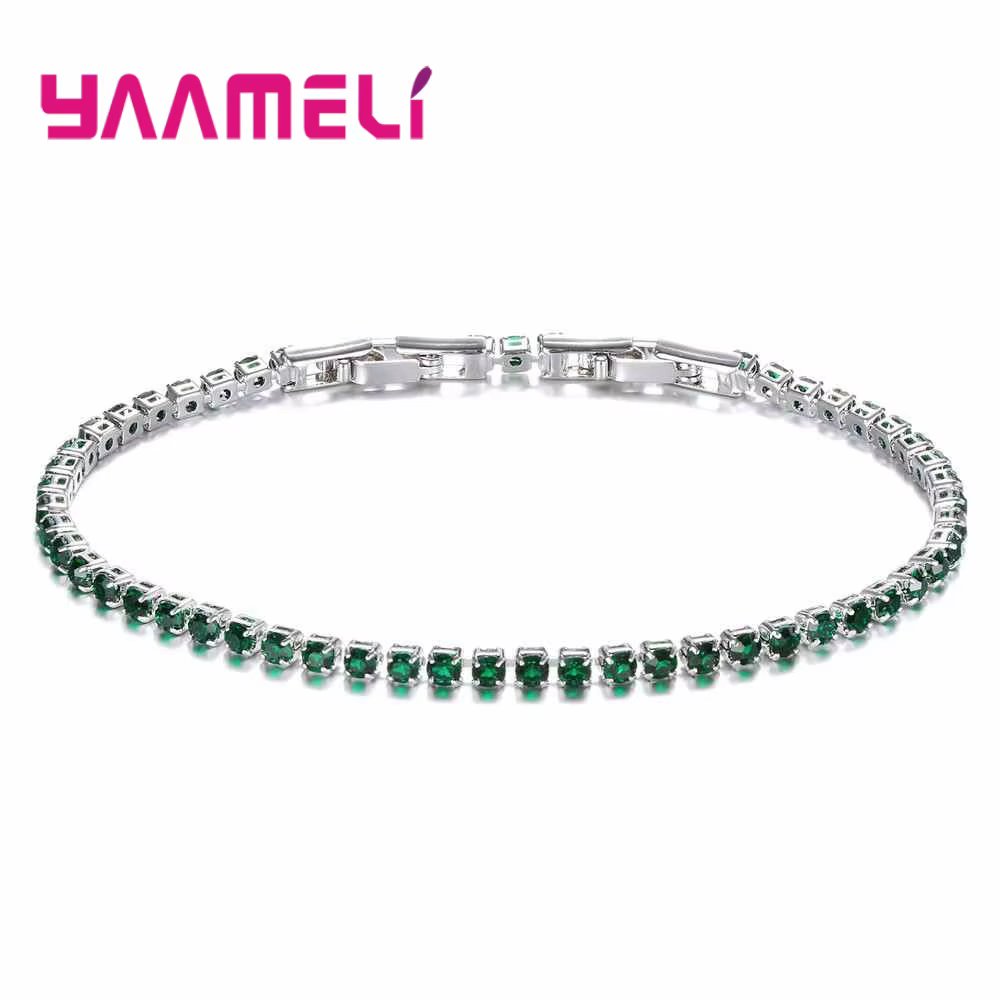 Shining Austrian Crystal Bracelets for Women Girl Gift 925 Sterling Silver AAA Zircon Paved Wedding Engagement Jewelry