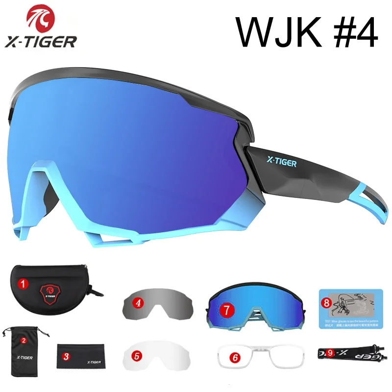 X-TIGER Bike Polarized Sports Sunglasses with 5 Interchangeable Lenses for Mens Womens Baseball Running Fishing Cycling Eyewear