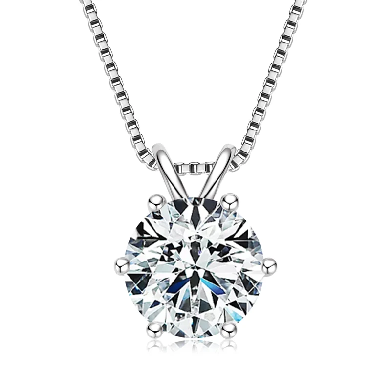 AINUOSHI Certified Real 925 Silver Solitaire Pendant Necklaces 0.5ct-5ct Moissanite Necklace With Certificate For Women Jewelry