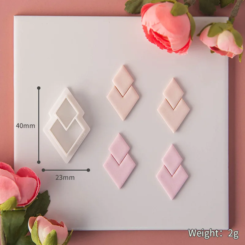 Geometric Diamond Polymer Clay Cutters Mold Overlay Dangle Soft Clay Earring Jewelry Pendant Modeling Cutting Die Hand Tools