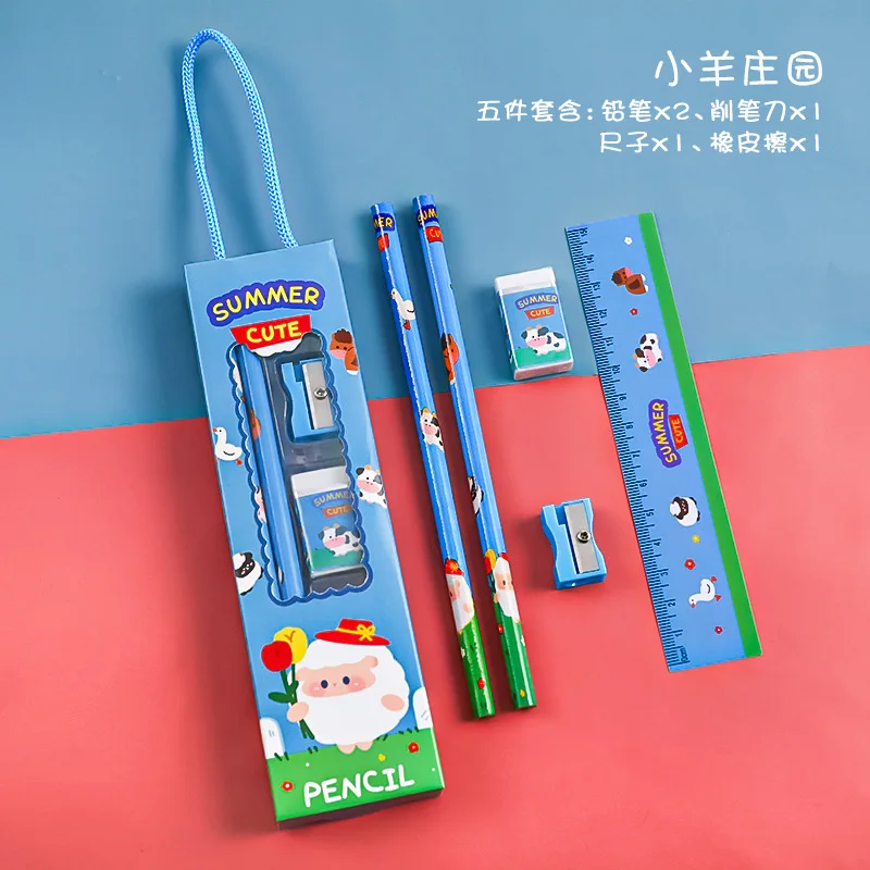 6pcs/set Christmas Gifts for Kids Stationery set Party Favor Pencil Eraser Note Book Xmas School Goodie Bag Carnival Supplies