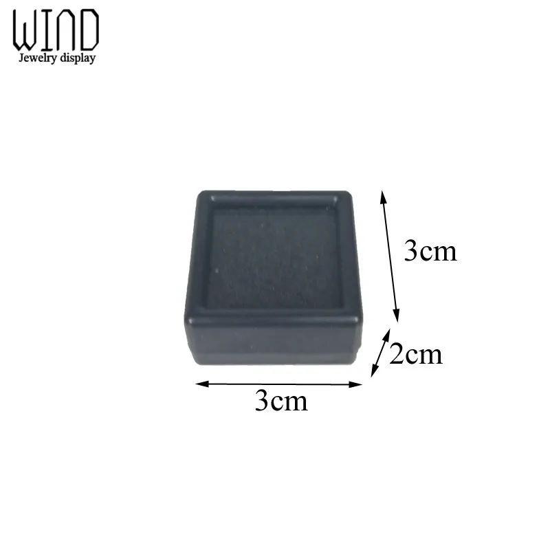 Bare Stone Box Diamond Display Package Box White Black Gem Case With Foam Pad Beads Pendant Square Plastic Box Showcase