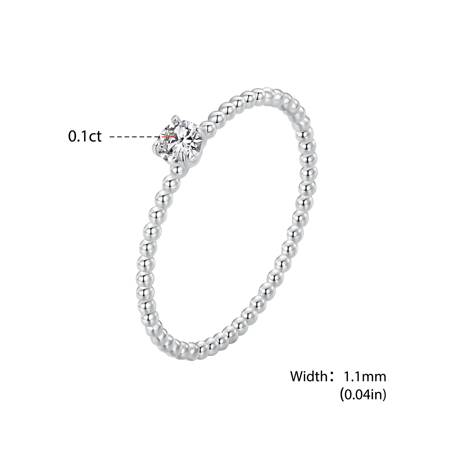 Bamoer U Stackable Moissanite Beads Ring Cute Daily Ring D Color VVS1 Lab Diamond for Woman Original Valentine Exquisite Gift