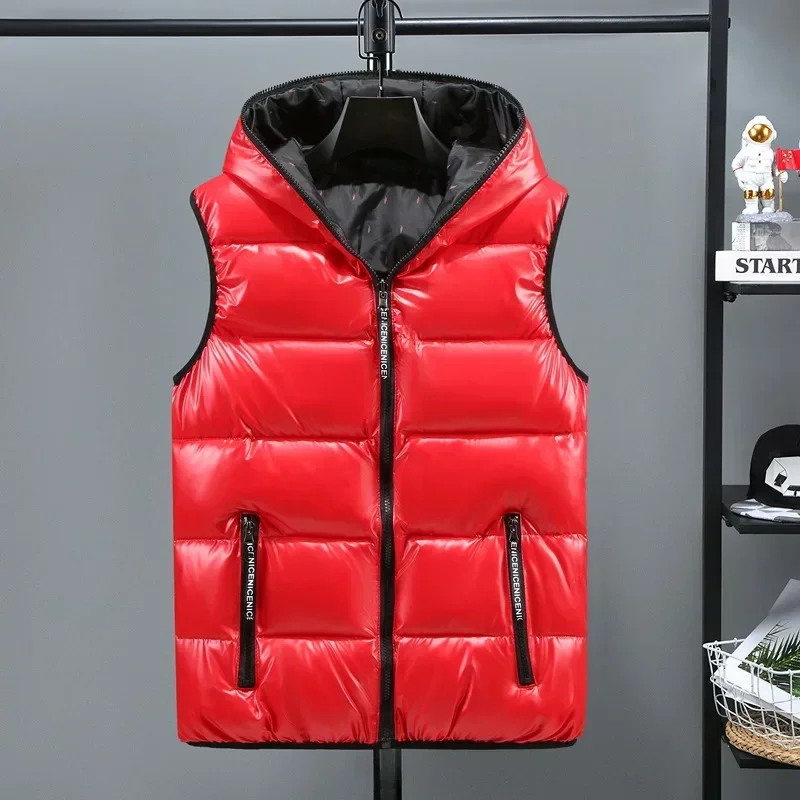 2023 Winter Hooded Vests Women Cotton Padded Sleeveless Parkas Coat Jacket Casual Mens Waterproof Warm Puffer Vests Plus Size