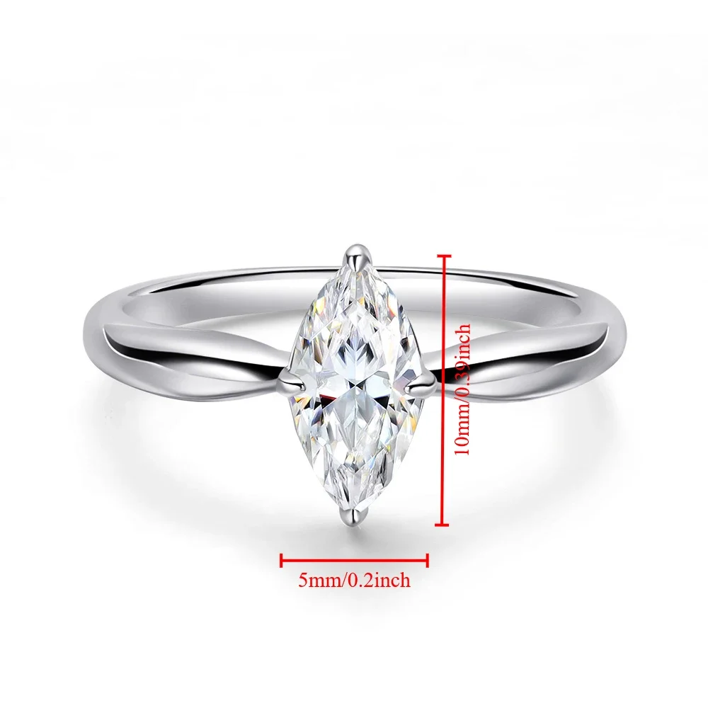 D Color Marquise Moissanite Ring for Women S925 Sterling Silver Engagement Wedding Band Sparkling Eternity Rings Luxury Jewelry