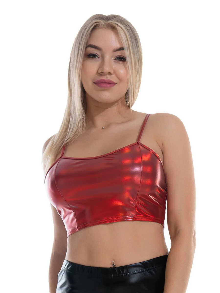 Sexy Reflective Bralette Crop Top Women Summer Holographic Cami Top Backless Adjustable Strap Tank Top Camis Clubwear