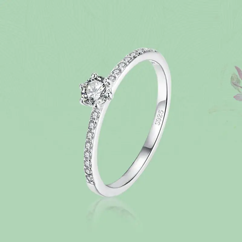 Butterflykiss 4.5mm S925 Sterling Silver  Round Real Moissanite Rings For Women Girls Cassic Wedding Statement Fine Jewelry Gift