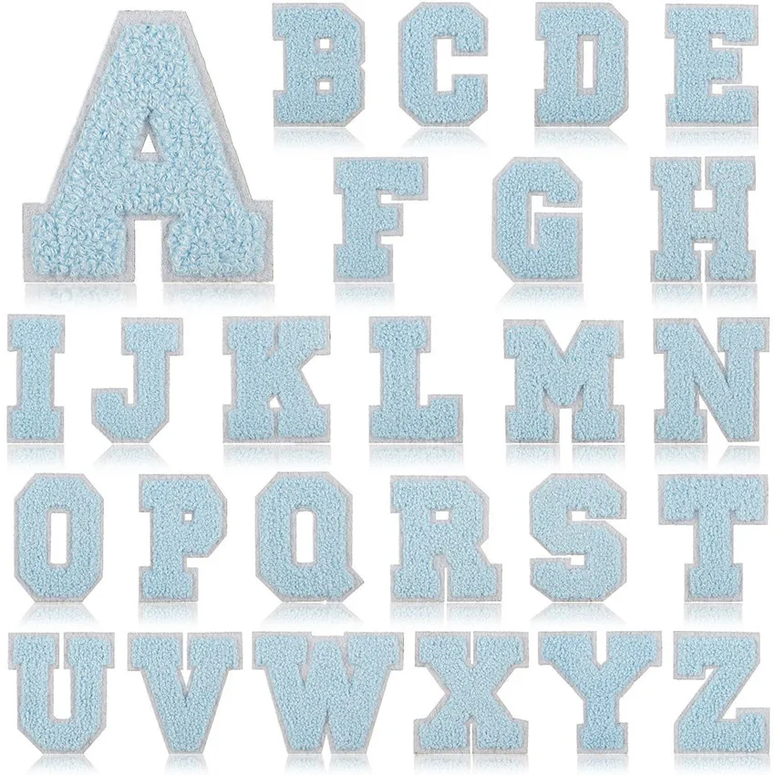 Blue Alphabet, Letter, Name, Patches for Clothing, Cloth Sticker, Embroid, Garment Accessories, DIY Logo, Iron-on, Sewing