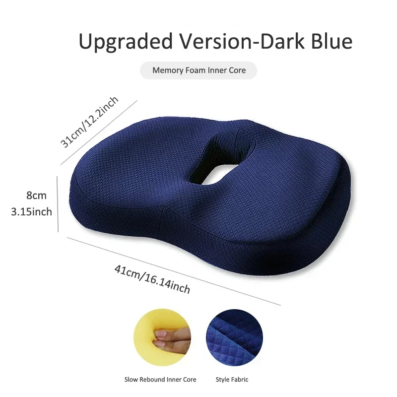 Orthopedic Memory Foam Seat Cushion Set, Coccyx Support Cushion, Office Chair, Waist, Back, Lumbar, Car Seat, Hip Massage Pad