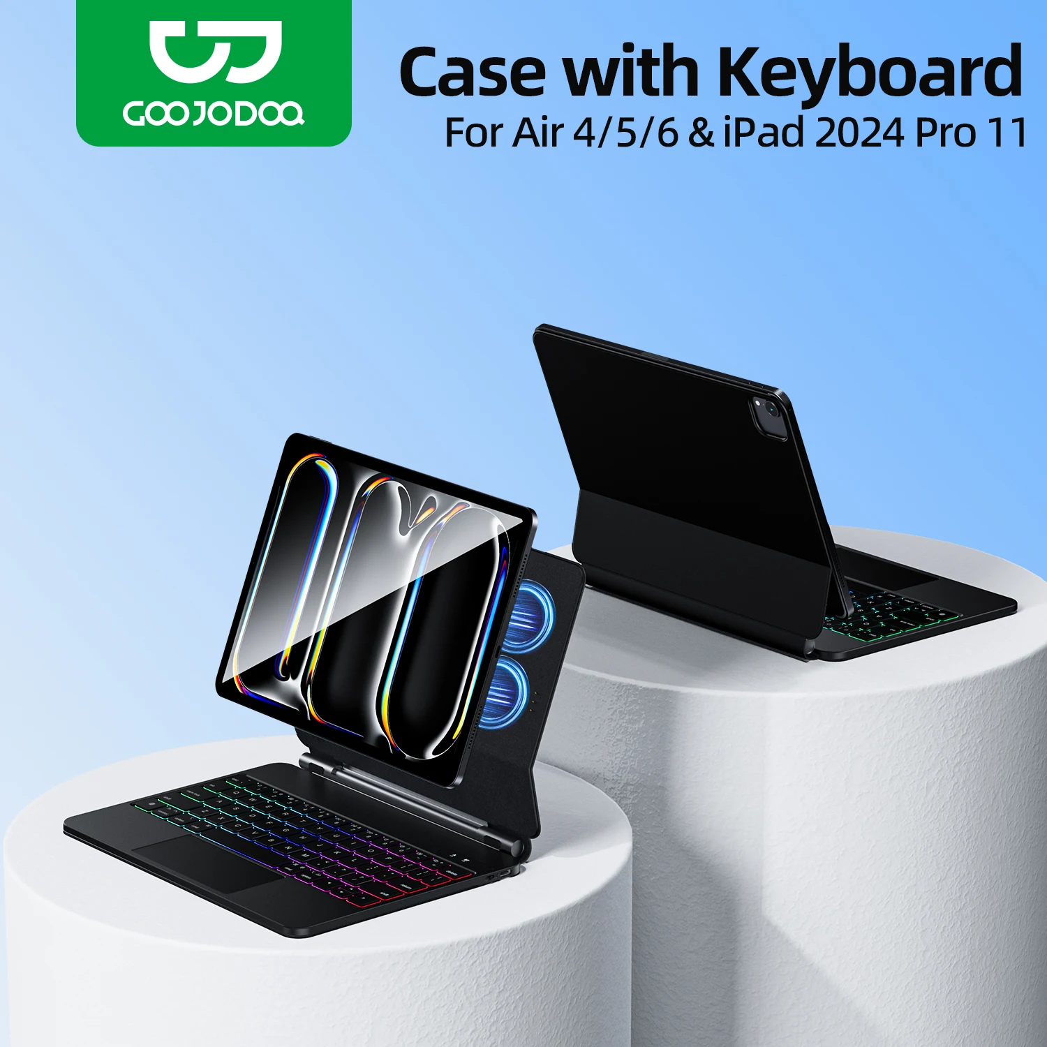 GOOJODOQ Magic Keyboard Case for iPad Pro 11 M4 iPad Air 4/5/6 Smart Pogo Pin Multi-Touch Trackpad Keyboard