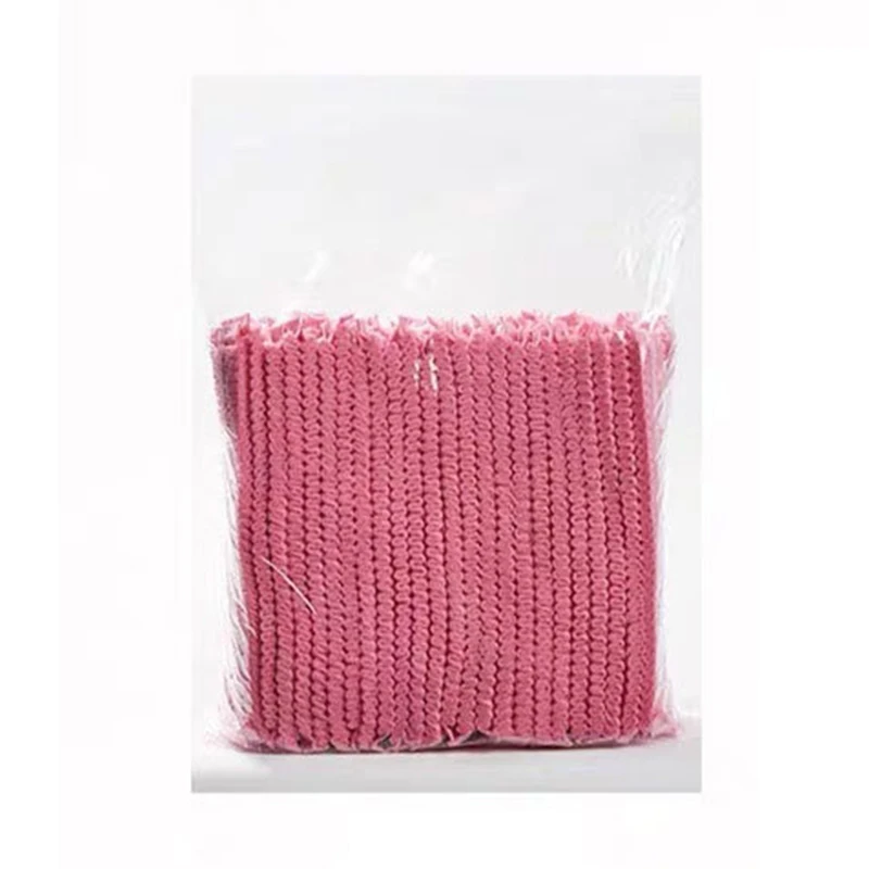 100PCS Shower Cap Head Cover Elastic Plastic Thickened Pink Round Cover Food Kitchen Bathroom Accessories Food Preservation Bag