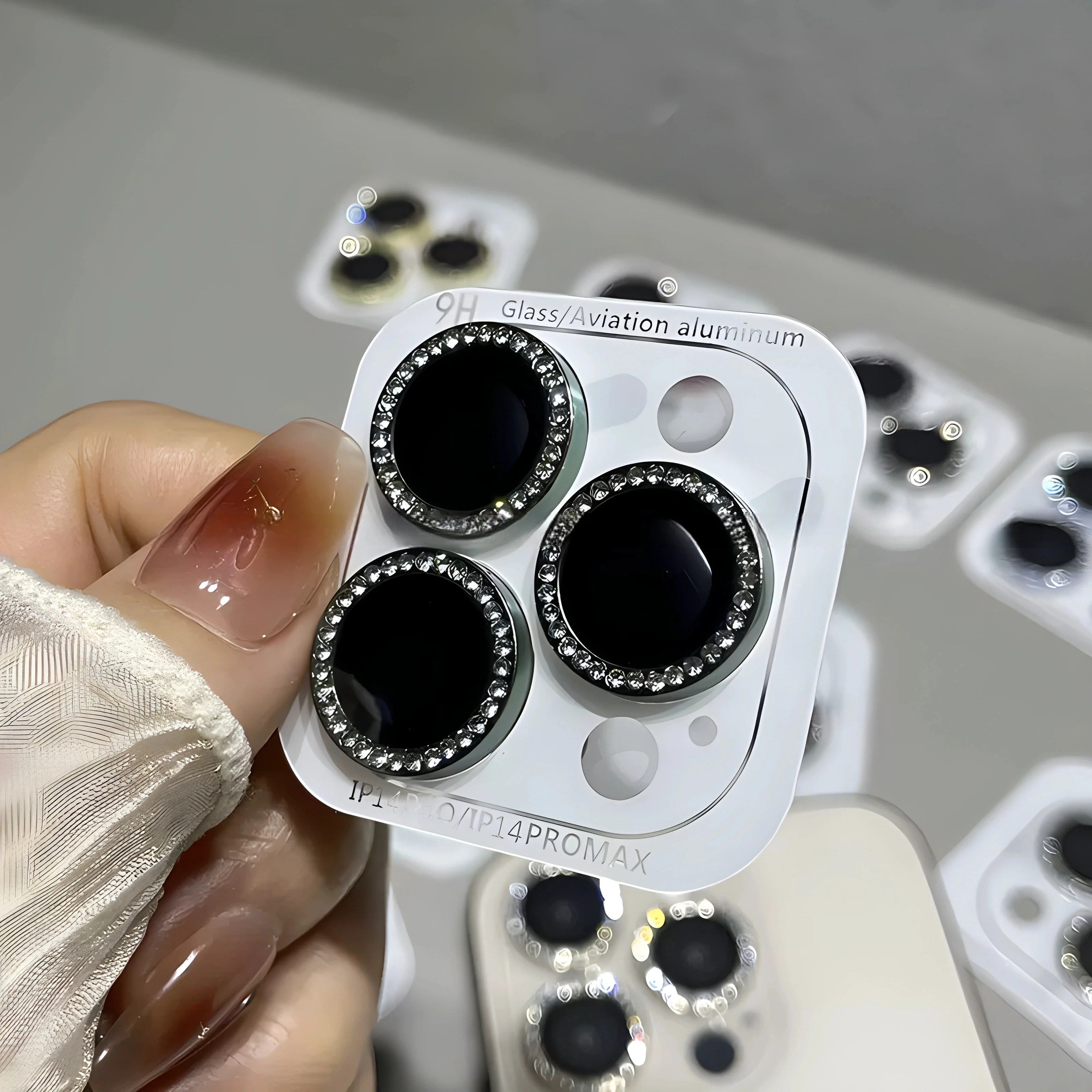 Diamond Flash Camera Lens Protector for iPhone 14 13 12 Pro Max Mini Glitter Brick Metal Ring Lens Glass