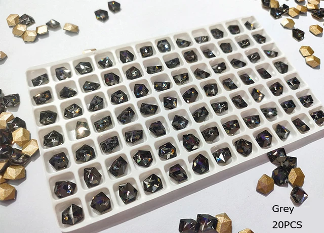 20PCS/Bag New Ice Cube Glass Nail rhinestone Charm, Bling Summer Nail Stone For DIY Nail Decoration 6mm*8mm
