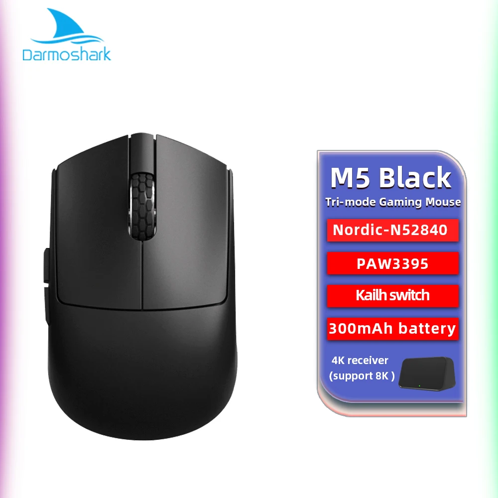 Darmoshark M5PRO 4K 8K Gaming Mouse Wireless Bluetooth Tri-Mode Computer Game Mice PAM3950 N52840 30000DPI For Laptop Office PC